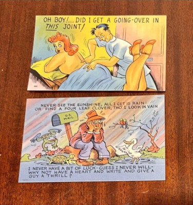 Lot of 2 Antique Comic humor Tichnor Limen Postcard unposted, excellent colors