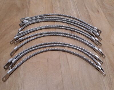 10 Stück 12 Zoll lang Batterie Blei Erde Geflochten Kabel Ring M5 Klemme Kupfer