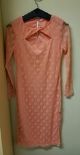 BB Dakota Steve Madden Twist Neckline Lace Dress Orange Crush S Bodycon