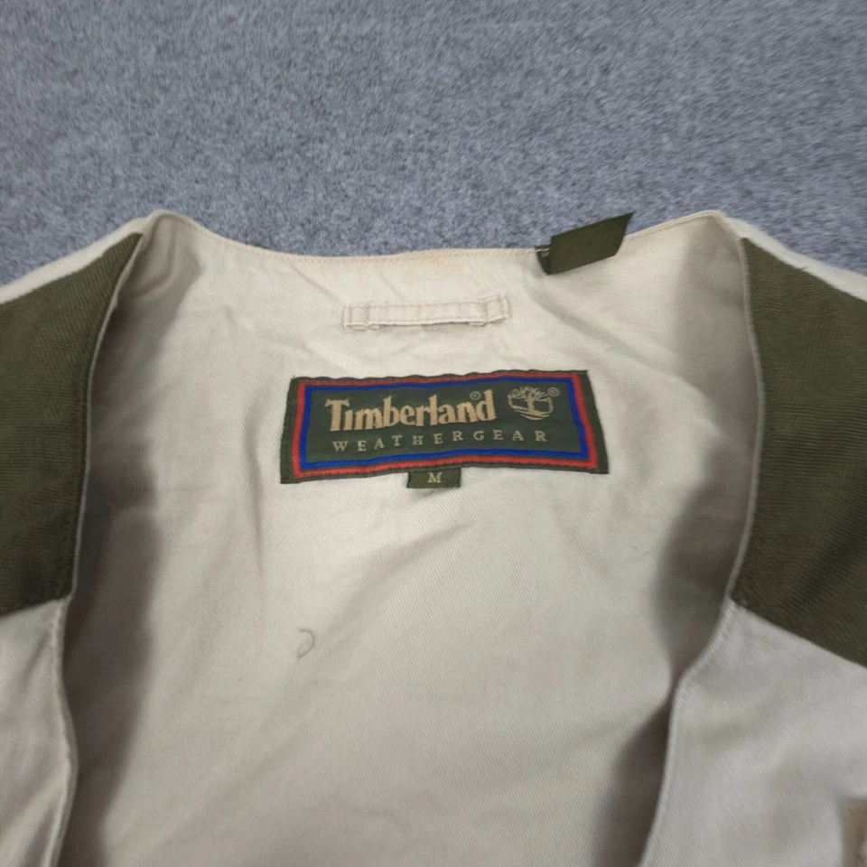 Timberland Vest Mens MEDIUM Beige weathergear Hunting Pockets Full Zip Size M - Image 3 of 4