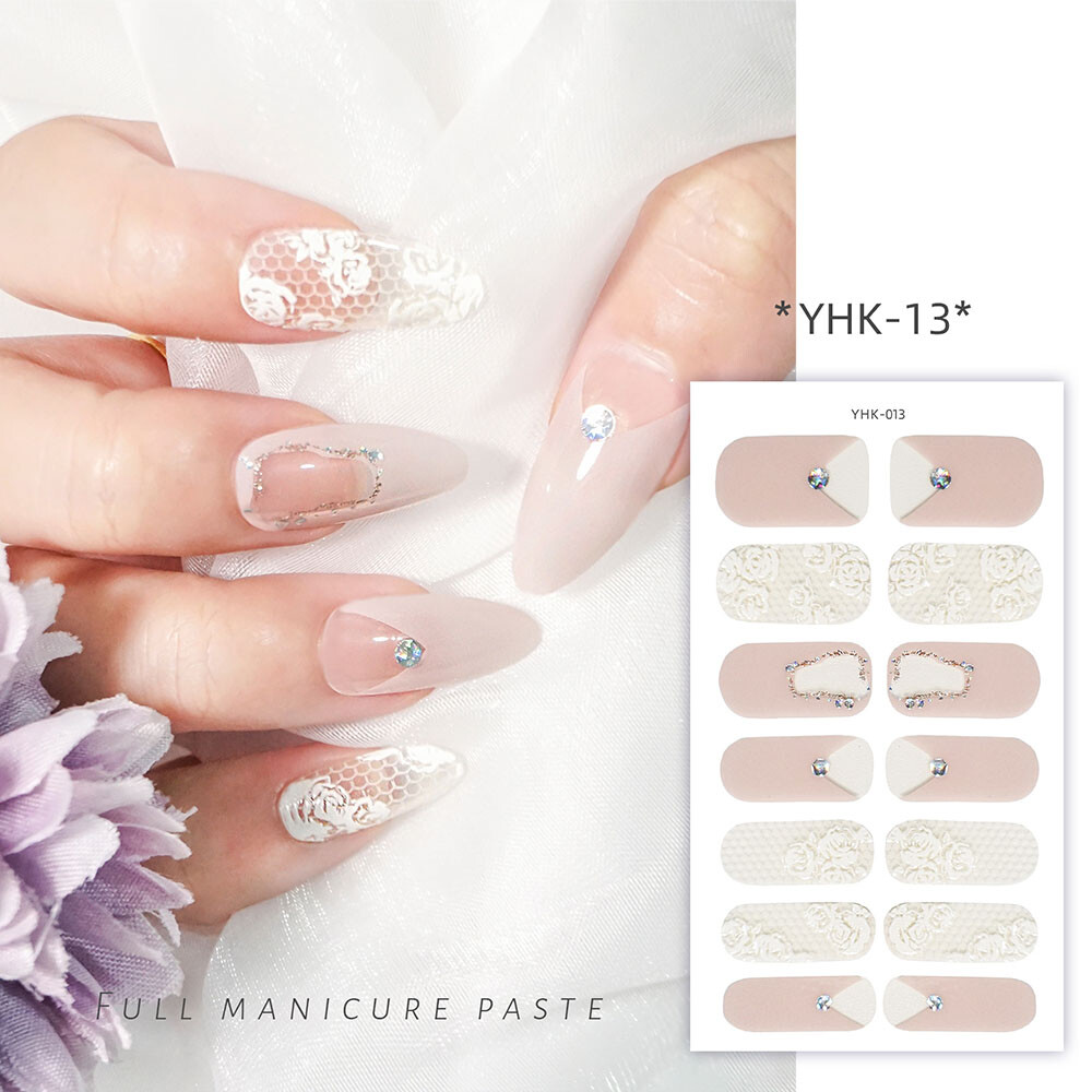 Semicured UV Gel Nail Art Stickers Full Cover Nail Strips Press On