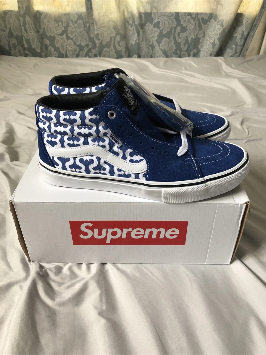 Supreme Vans S Logo Monogram Skate Grosso Mid Royal Mens Sz 9