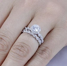 925 STERLING SILVER HALO CZ WEDDING ENGAGEMENT RING SET WOMEN SIZE 2.5-15 SS1559