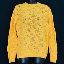 Vintage 1970s yellow gold sweater wool pullover oversized knit top shirt 1980s