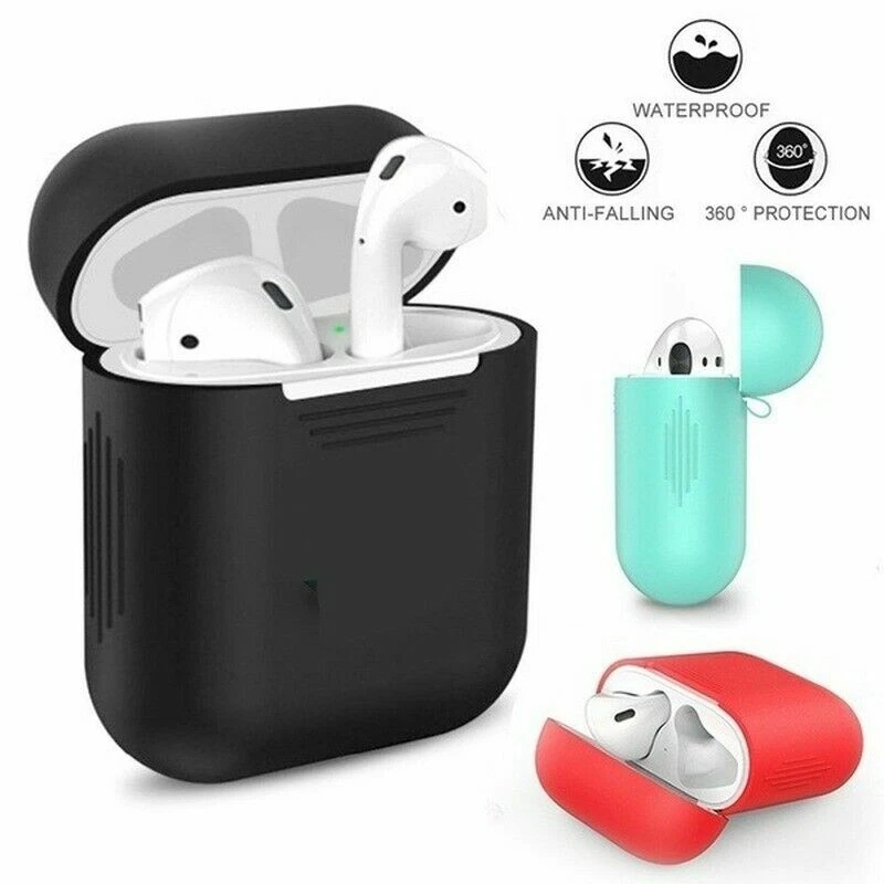 Funda protectora de silicona para auriculares Airpods funda a prueba de golpes caja cubierta nueva Foto 2 de 4