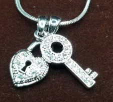 Caperci Crystal Lock And Key Pendant