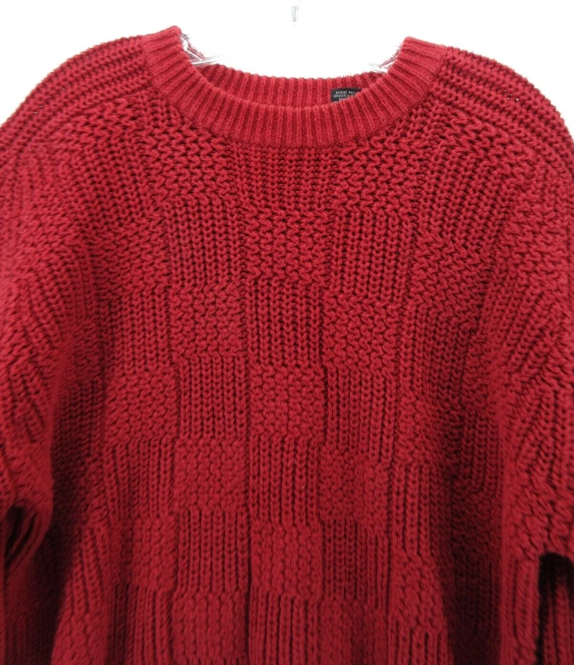 VINTAGE Structure Sweater Men XL Red Pullover Checkerboard Grandpa Crewneck 90s - Image 2 of 4