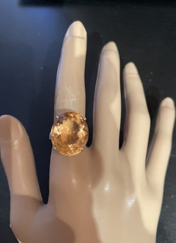 23,40 Ct! Handgefertigter Pfirsich ovaler Schnitt Morganit 925 Silber großer Ring - Bild 2 von 8