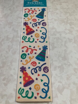 FMI FRANCES MEYER STICKERS 4 SHTS PARTY HATS CONFETTI MULTI-COLORS-SHAPES PARTY