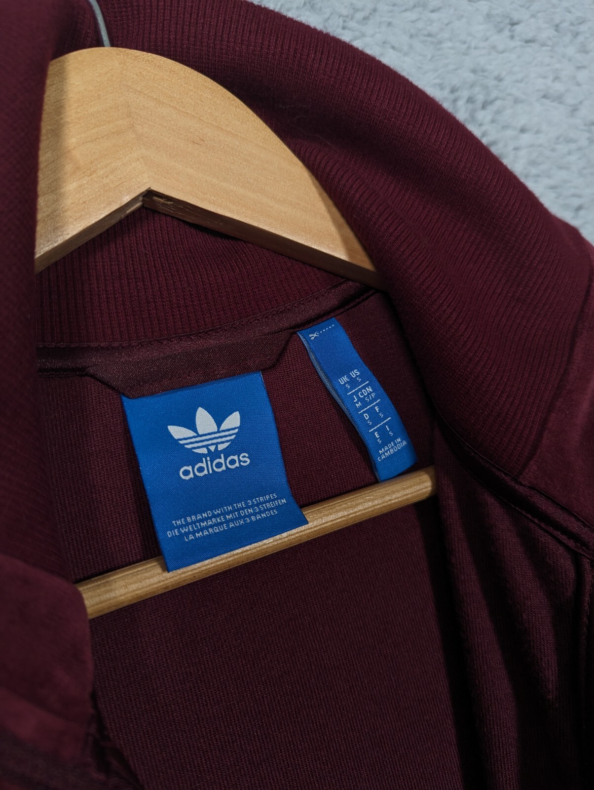 ADIDAS Velour Track Jacket Men's Small Challenger Burgundy Maroon