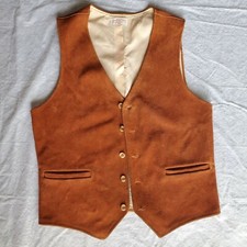 Vintage Christian Dior Orange Leather Custom Handmade Button Vest RARE Medium
