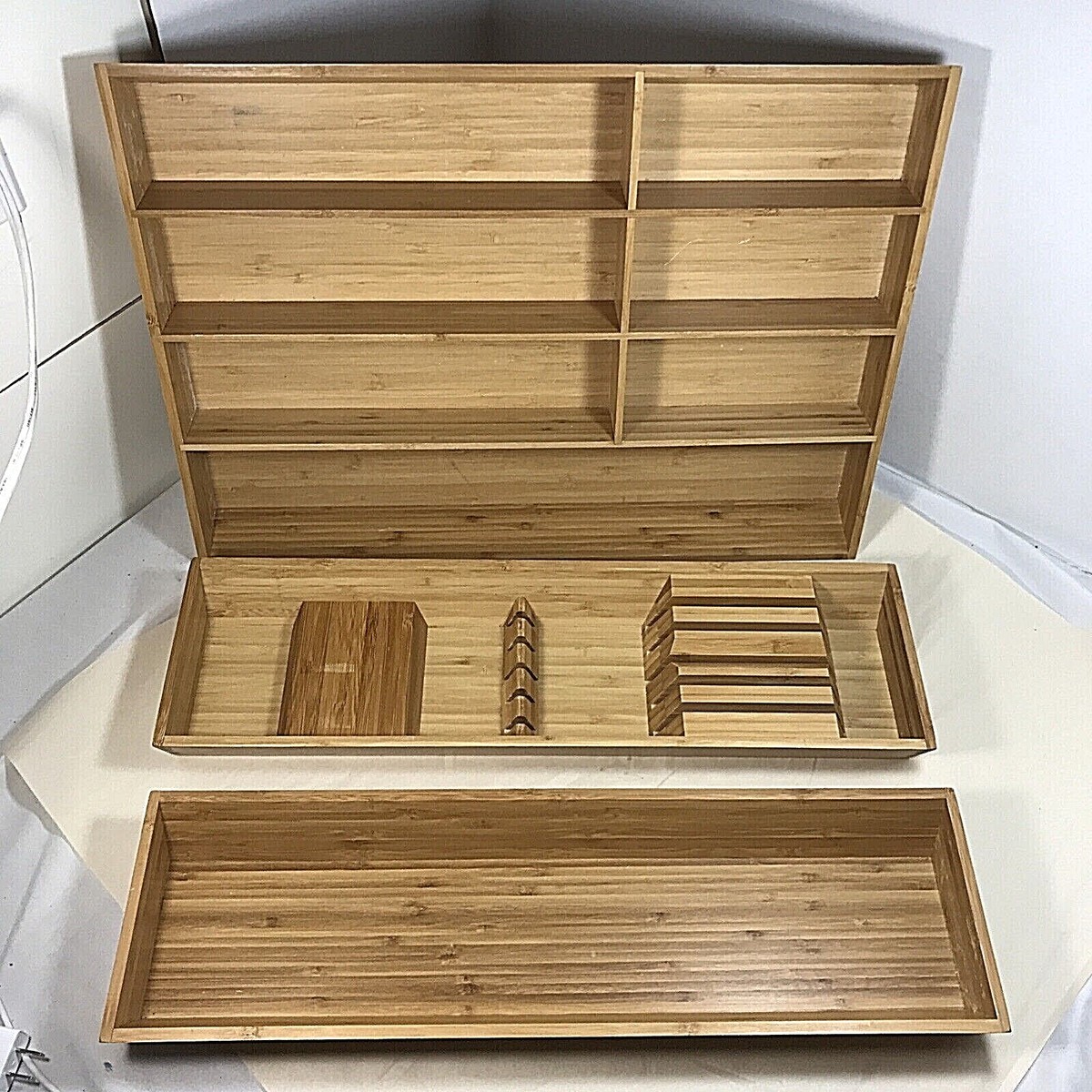 Set of 3 Ikea Variera Bamboo Flatware Tray Kitchen Drawer