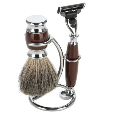Men's Shave Tool Kit 2 IN 1 Portable Curved Shaving Brush Manual Stand GF0