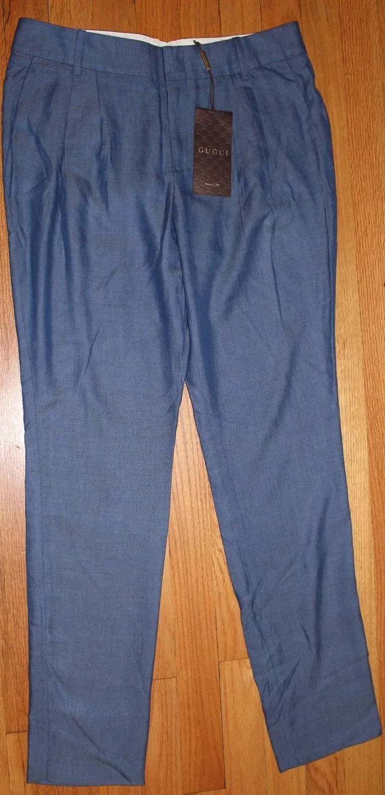 PANTALON HABILLÉ PLISSÉ GUCCI 100% BLEU RAYONNE TAILLE EU 40 / US 4