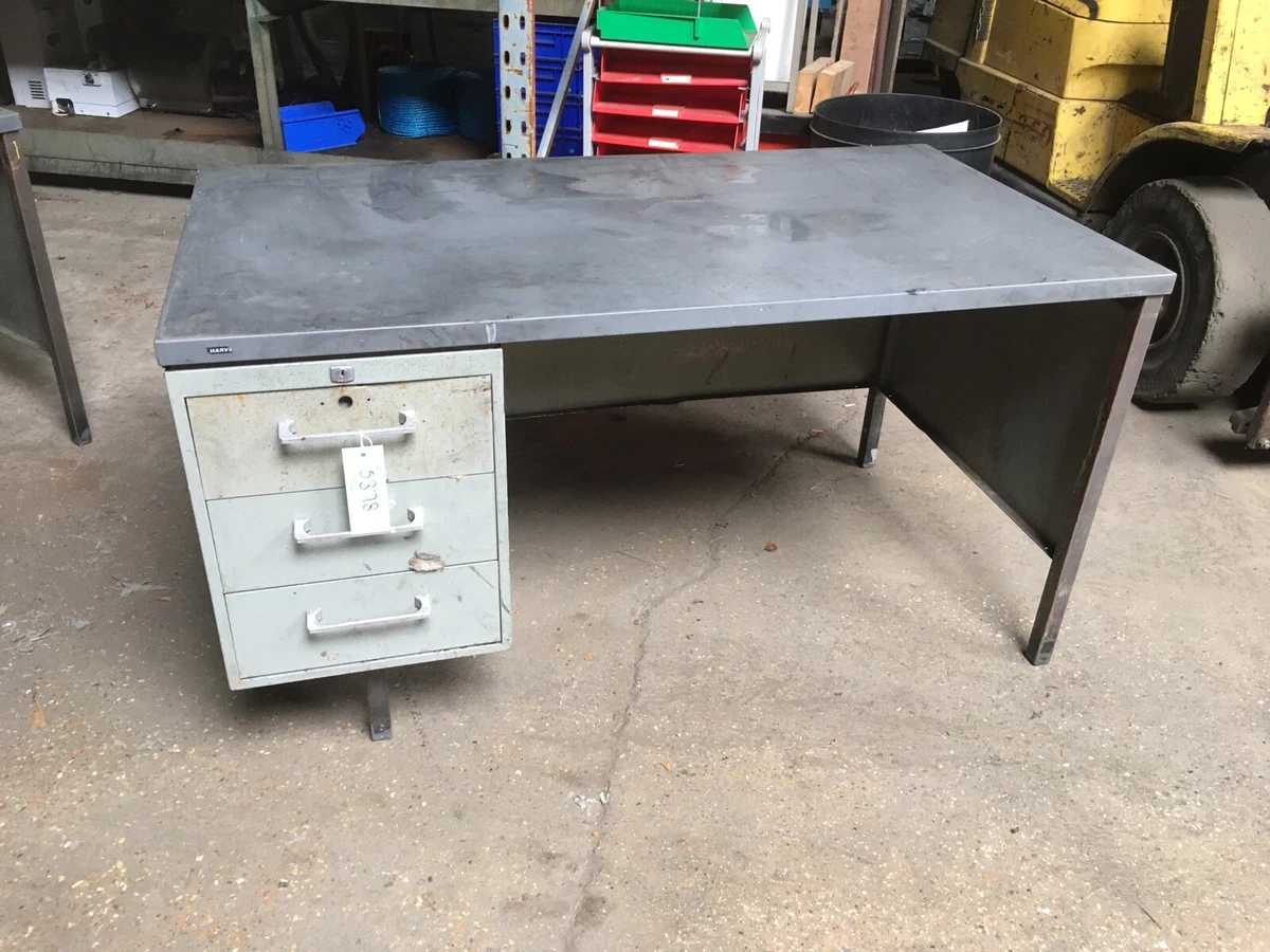 RETRO METAL DESK OLD STYLE VINTAGE LOOK WITH 3 DRAWERS 5378