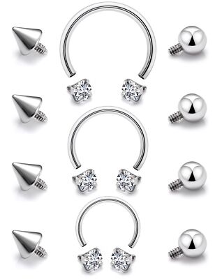 Prjndjw 16g Septum Rings Internally Threaded Surgical Steel Septum Jewelry Li...