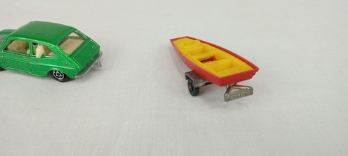 Vintage 1970's Majorette # 203 Green Fiat 127 with boat & trailer rare unit - Picture 8 of 10