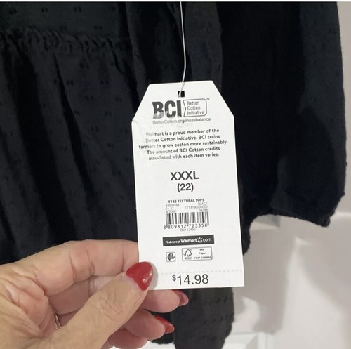 TIME AND TRU WOMENS' TEXTURAL TOP - BLACK 3/4 Sleeve Size XXXL (22) NWT - Picture 5 of 6