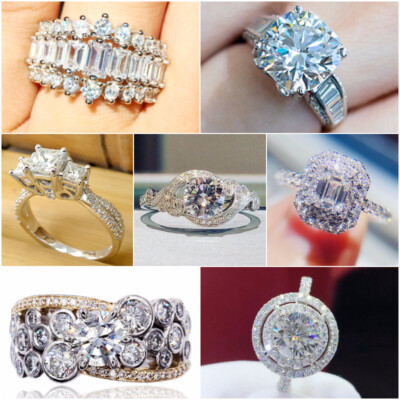 Women 925 Silver Rings Gorgeous Cubic Zircon Wedding Party Jewelry Sz 6-10
