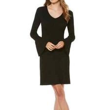 Laundry by Shelli Segal Women's Large Black Ribbed Sweater Dress Fit & Flare New