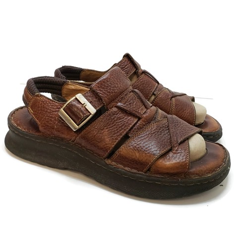 Born Mens Chunky Leather Dad Sandals Size 10 Brown Buckle Strappy Platform  | eBay