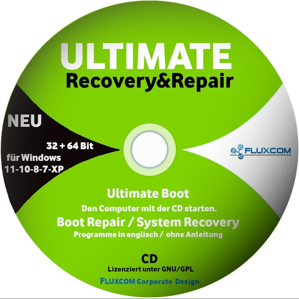 Recovery & Repair CD  für Windows 11 - 10 - 8 - Win 7 - XP - 32 & 64 Bit - Bild 2 von 2
