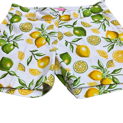 Isaac Mizrahi New York Lemon Lime Scattered Print Tailored Shorts