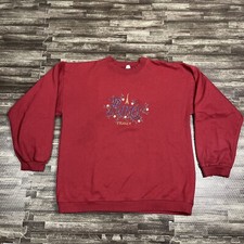Vintage 90s Paris France Embroidered Crewneck Sweatshirt Burgundy XL Unisex Fall