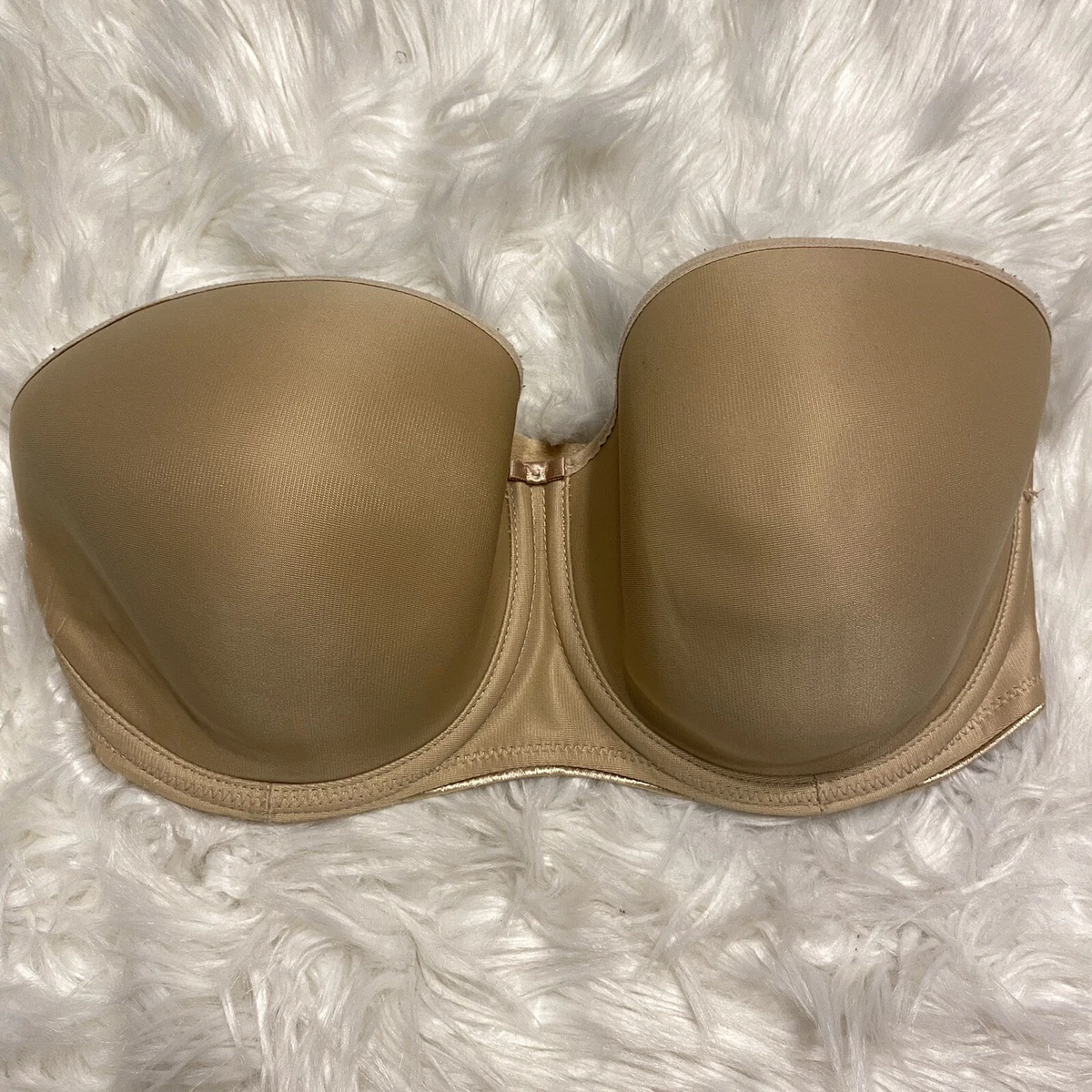 Fantasie 32F Bra Tan Smoothing Molded Strapless Underwire Back Closure 4530