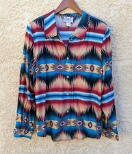 Women's Circle T Merilyn Lenox Western Shirt Southwest Ranch Cowgirl Red Blue L