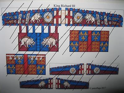 28mm Medieval Wars of the Roses Paper Flags for King Richard III Yorkist