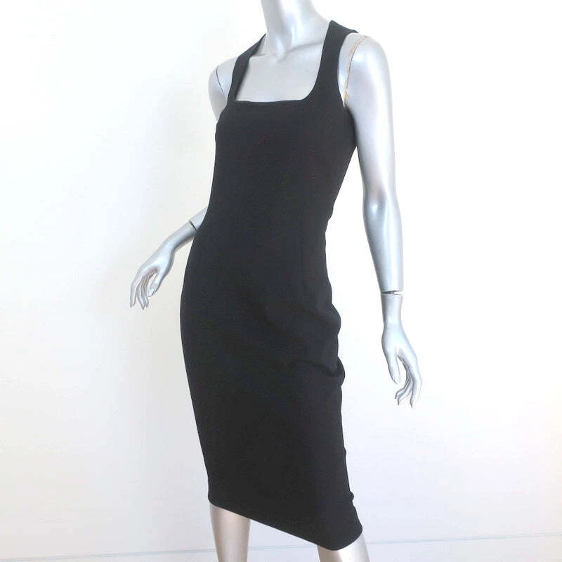 Vestido Dolce & Gabbana Sin Mangas Negro Elástico Lana Talla 40 Funda Cuello Cuadrado Foto 3 de 4