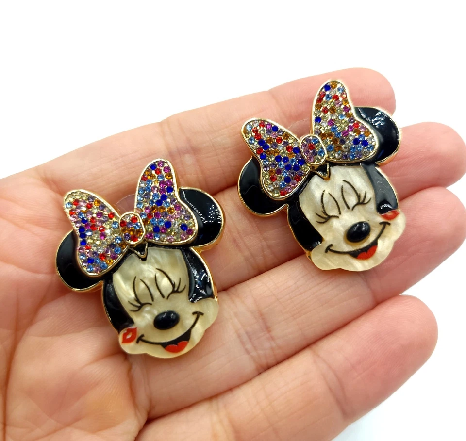 Pendientes Baublebar Disney Minnie Mouse Cristal Brillo Estrás Arco Beso Foto 4 de 4