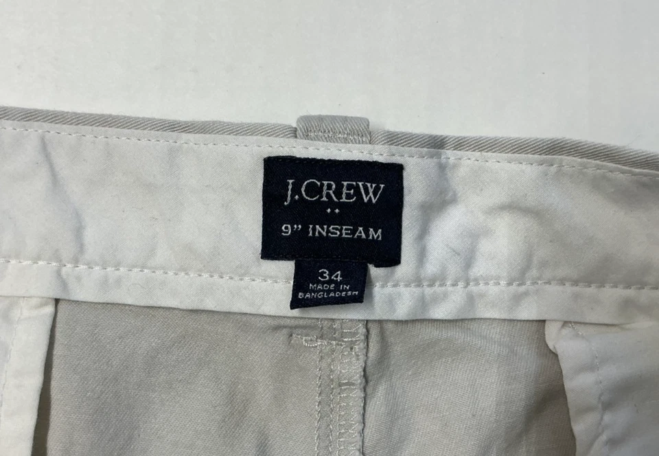 J. Pantalones Cortos Crew Para Hombre Talla 34 Blanco Calce Clásico Algodón Sarga 9” Entrepierna Foto 3 de 4