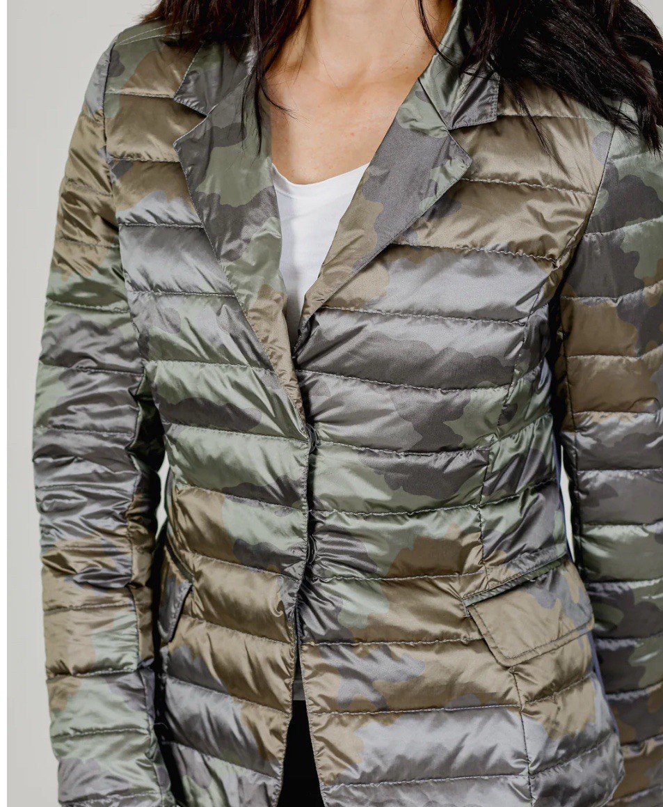 My Anorak Duck Down Blazer Jacket Puffer Woman’s Medium M Camo Black