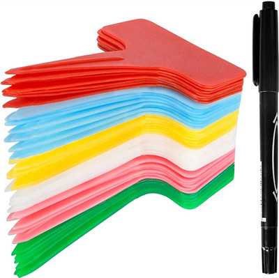 30pcs Colorful T-Shape Waterproof Plant Labels 10cm Garden Marker Tags Set - NEW