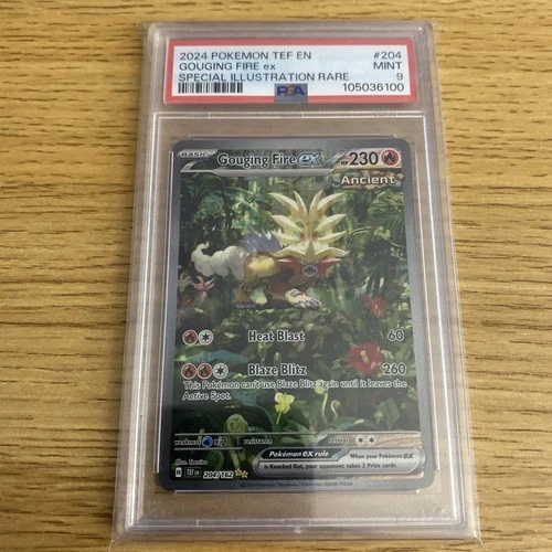 Pokémon TCG Gouging Fire EX 204/162 Sv05: Temporal Forces Holo Card PSA 9