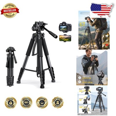 67'' DSLR Tripod, 5.5kg Load, Travel Bag, Remote Control
