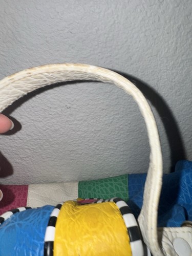 Vintage 80er Desiree Colorblock Handtasche kräftig Retro Kunstleder Geldbeutel LESEN - Bild 13 von 15