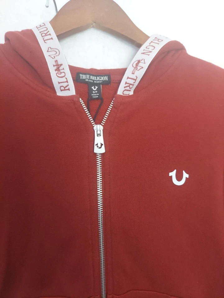True Religion Track Suit Womens Sz M and S Burgundy Zip Up Retro Streetwear - Image 2 of 4