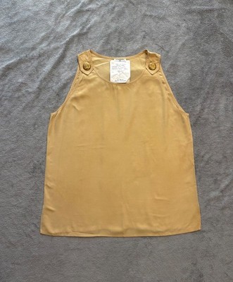 Chanel SS1986 Vanille Seide Tank Top Vintage vergoldet 80er