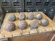 Lot Of 8 Vintage Salvaged Ornate Door Handle Knobs Antique Rustic Metal Knob Set