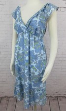 OLD NAVY - Blue Paisley Linen/Cotton Ruffled Cap Sleeve Dress size M