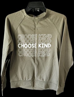Next Level Sage Green Longsleeve Graphic Tee Choose Kind Youth Large