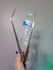 2PCS 15 inch Curved Stainless Steel Feeding Tongs, Aquarium Aquascape Tools