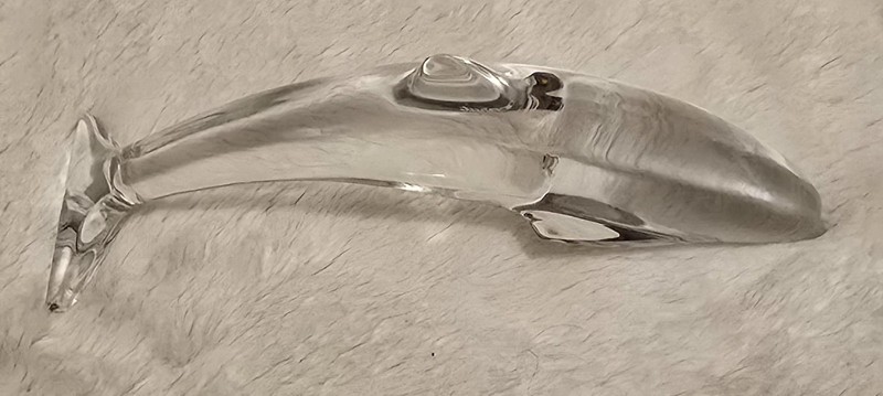 Baccarat Crystal Dolphin Figurine: Signed French Art Glass Sculpture