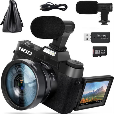 4K 48MP Vlogging Digitalkamera mit Klappbildschirm, Zoom, Autofokus & Mikrofon