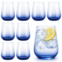 TrinkgläSer 8Er GläSer Set WassergläSer Wasserglas Trinkglas Smoke Blau 450Ml