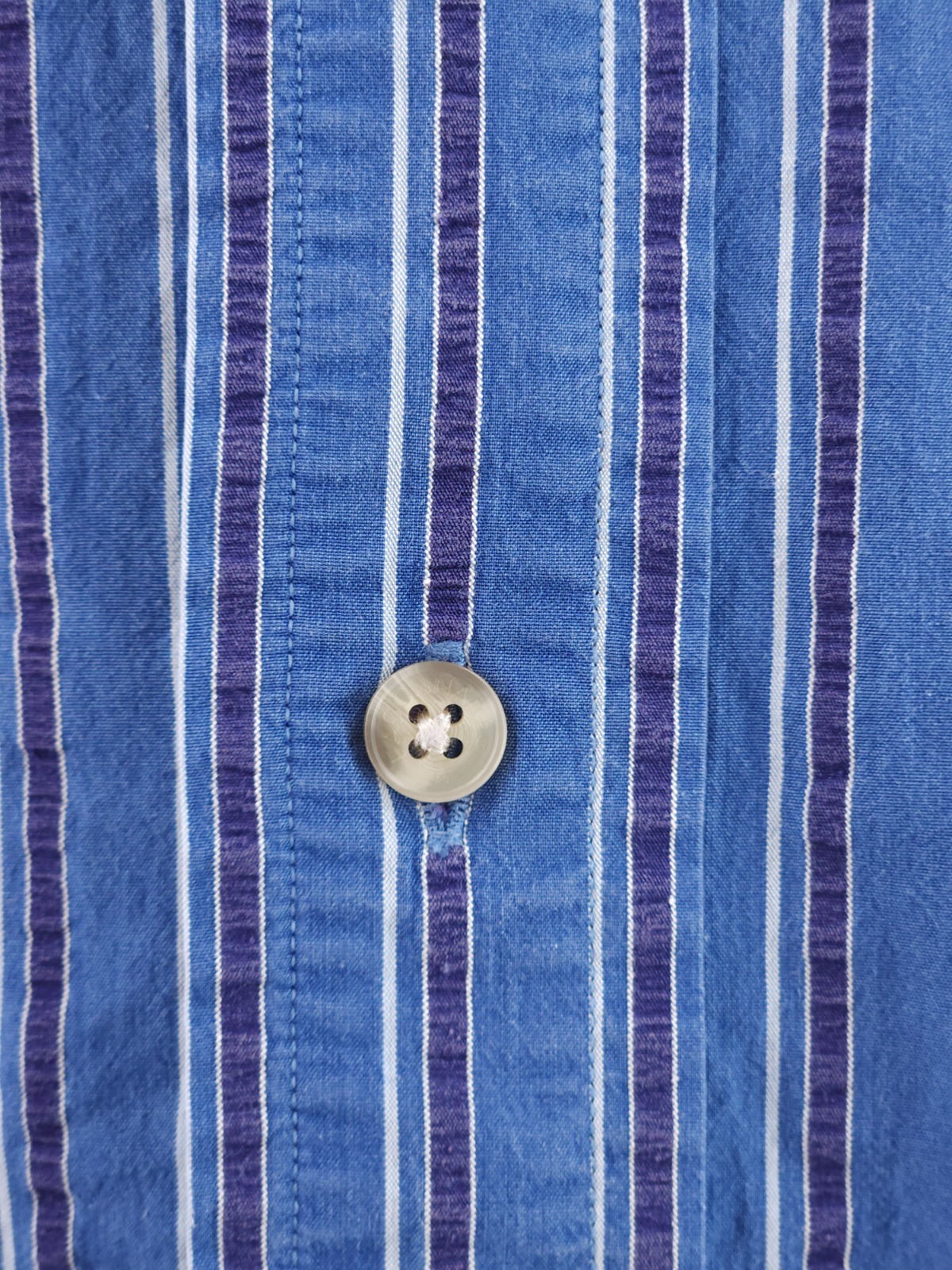 Faconnable Button-Down Large Cotton USA Blue Stri… - image 5