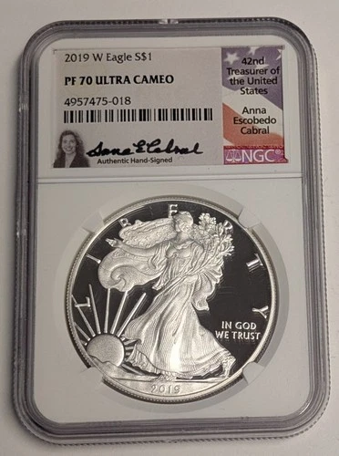 2019 W Proof American Silver Eagle ~ NGC PF70 UC ~ 1 oz .999 Silver ASE Cabral